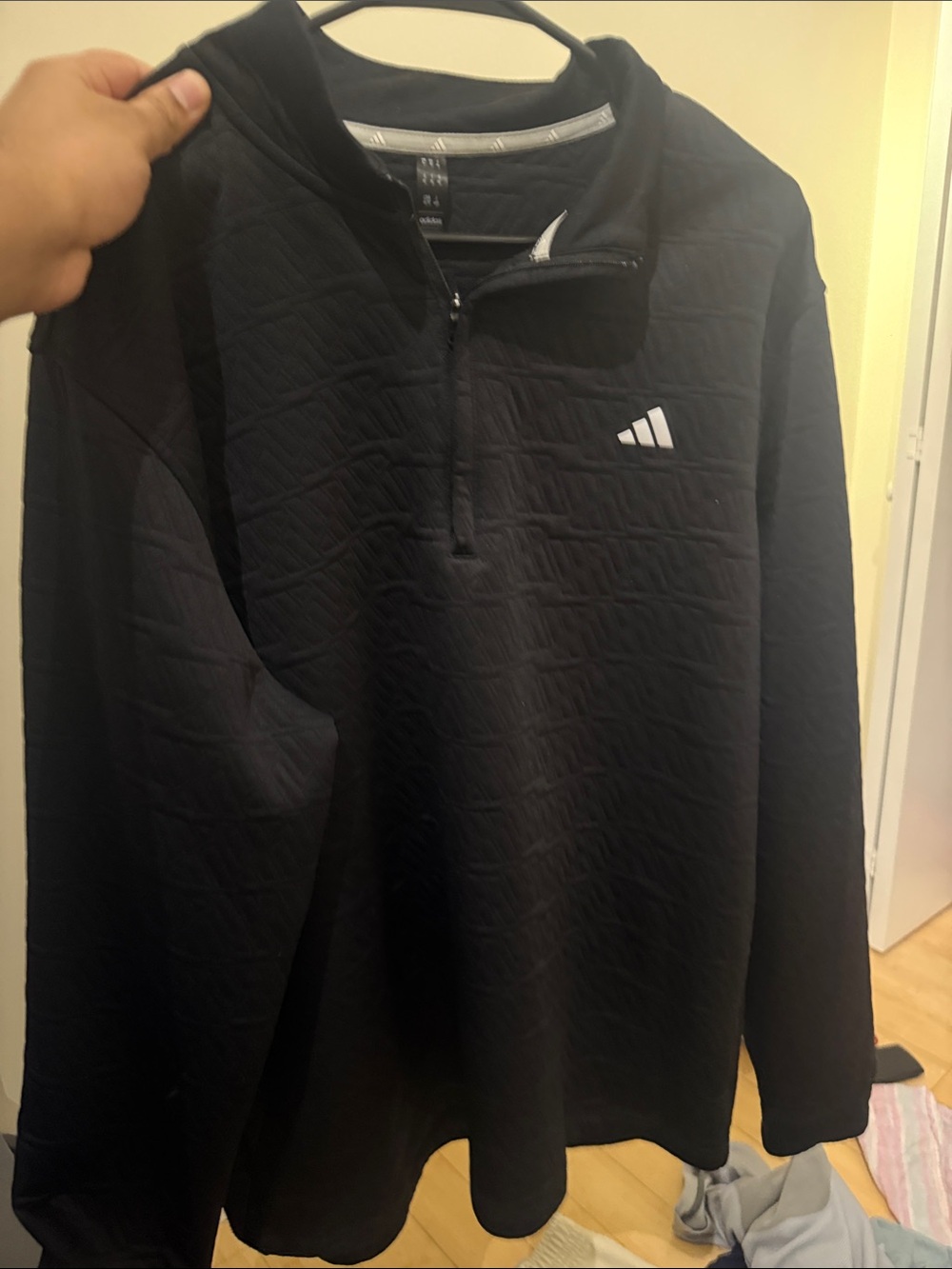 adidas Men’s Black Half-Zip Quilted Pullover